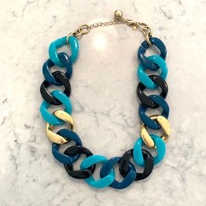 Kate Spade Gold Blue Teal Interlock Necklace